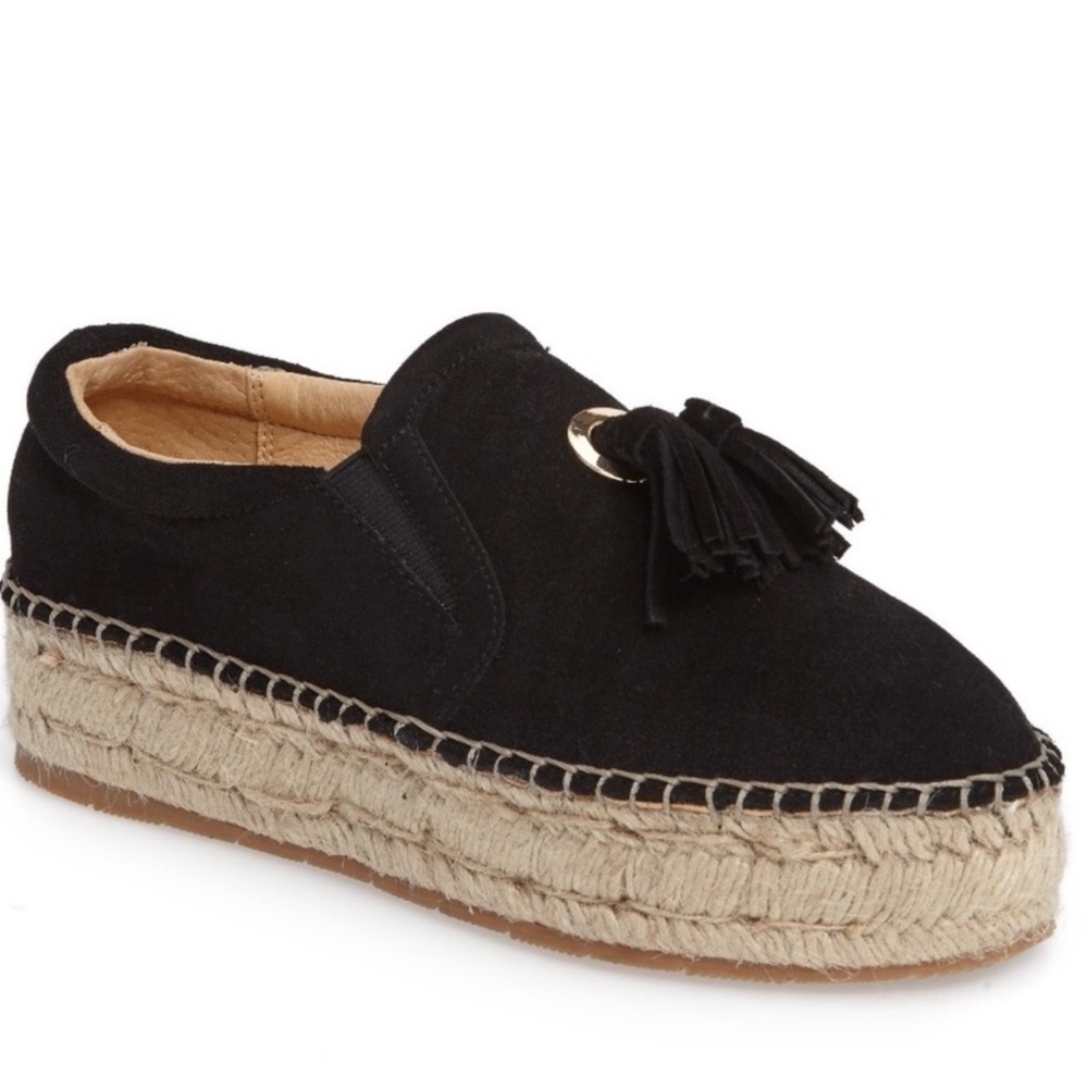 J/Slides Black suede Rosa Tassel Platform Slip-on